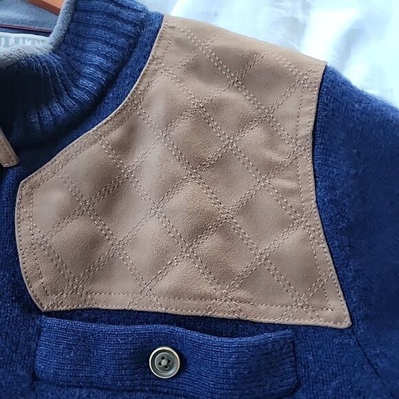 Duluth Trading Mens Windproof Full Zip Sweater Jacket Shetland Wool Navy Size XL - Picture 6 of 8